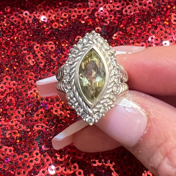 Judith Ripka GORGEOUS Olive Quartz & Sterling Silver Cubic Zirconia ring-SZ 6 - Picture 15 of 15